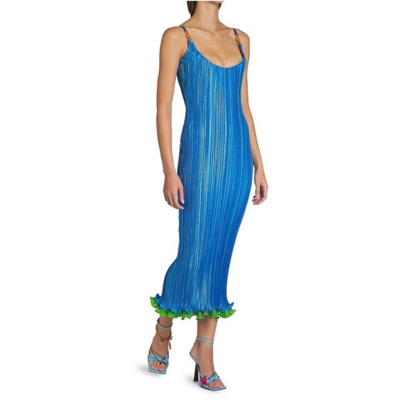 NEW Versace Blue Plisse Dress Size - Picture 2 of 7